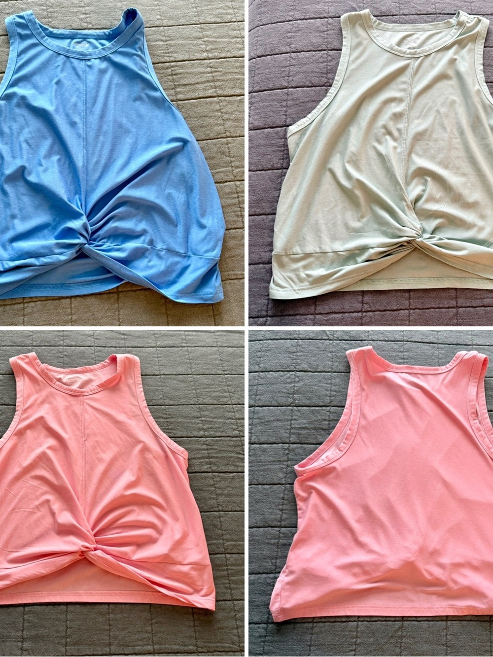 Old Navy Twist-Front Tank Top - Pink, Blue, Light Greeb